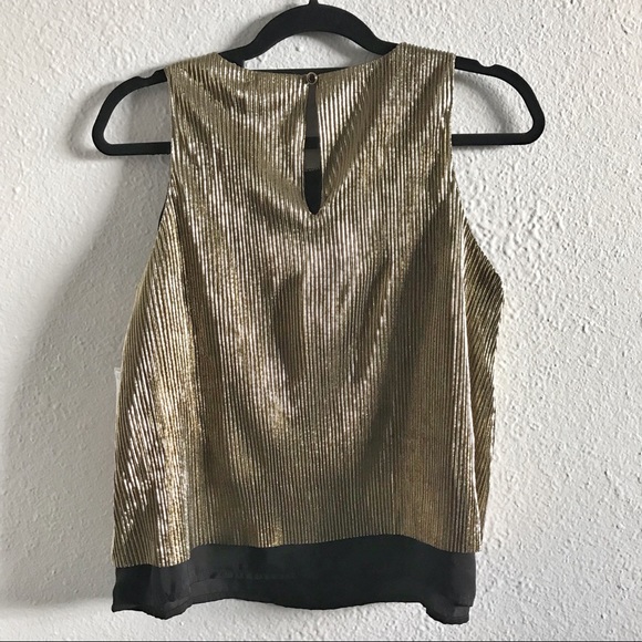 NWT Bar III gold/black sleeveless blouse. - Picture 2 of 6